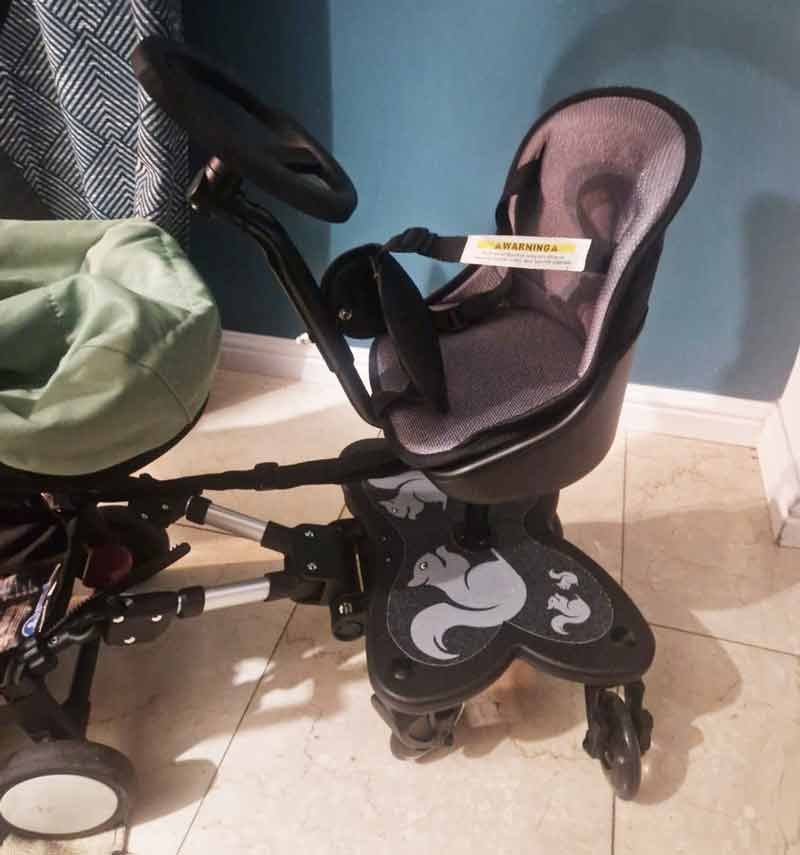 2-in-1 Universal Stroller Board With Removable Seat - Converts Between Standing Platform & Riding Seat
